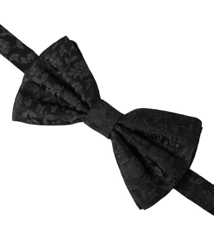 Dolce & Gabbana Black Brocade Silk Adjustable Neck Men Bow Tie