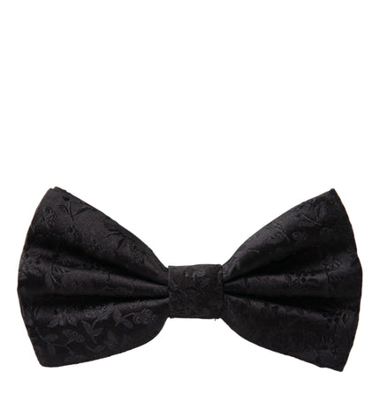 Dolce & Gabbana Black Brocade Silk Adjustable Neck Men Bow Tie