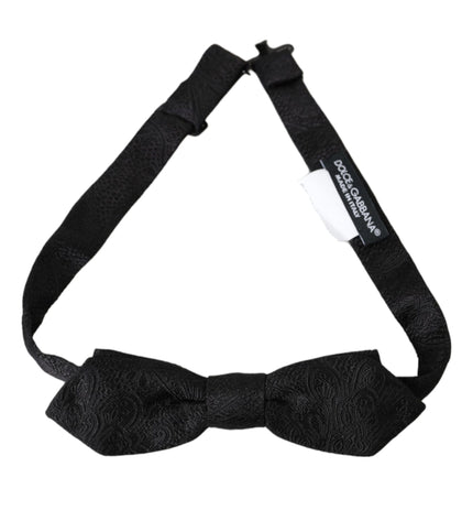 Dolce & Gabbana Black Brocade Silk Adjustable Neck Bow Tie