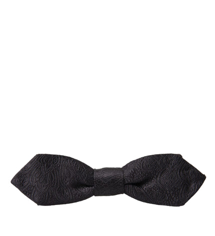 Dolce & Gabbana Black Brocade Silk Adjustable Neck Bow Tie