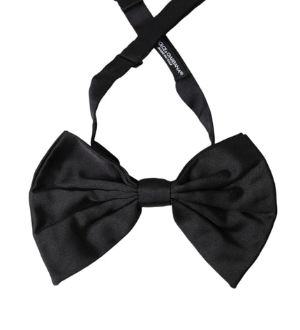 Dolce & Gabbana Black Satin Silk Adjustable Neck Men Bow Tie