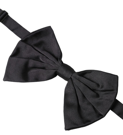 Dolce & Gabbana Black Satin Silk Adjustable Neck Men Bow Tie