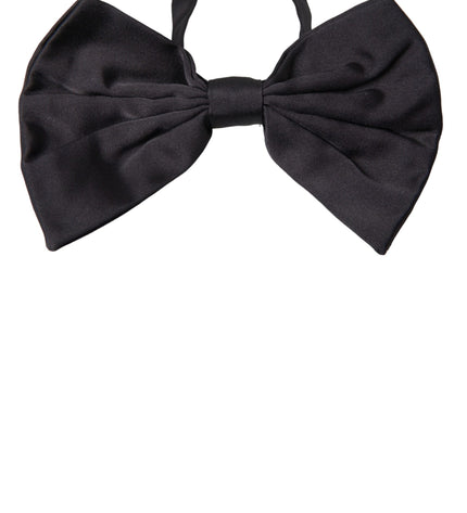 Dolce & Gabbana Black Satin Silk Adjustable Neck Men Bow Tie