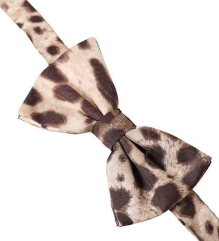 Dolce & Gabbana Brown Leopard Silk Adjustable Neck Men Bow Tie