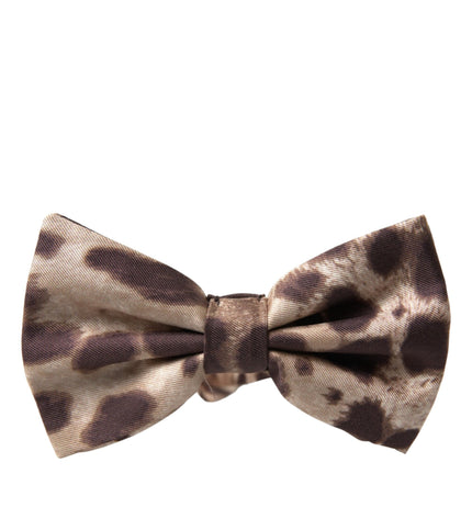 Dolce & Gabbana Brown Leopard Silk Adjustable Neck Men Bow Tie