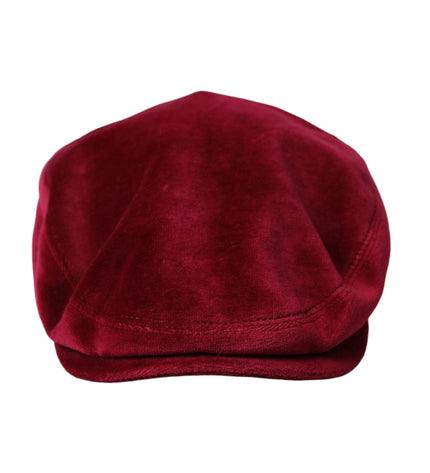 Dolce & Gabbana Maroon Velvet Cotton Newsboy Hat Men