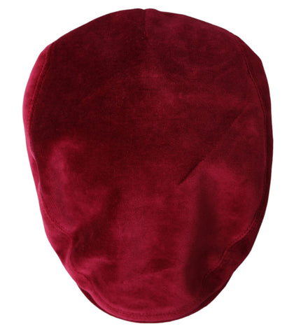 Dolce & Gabbana Maroon Velvet Cotton Newsboy Hat Men