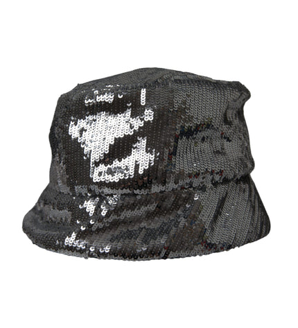 Dolce & Gabbana Silver Sequined Nylon Bucket Hat Men