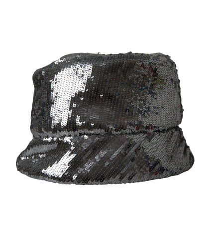 Dolce & Gabbana Silver Sequined Nylon Bucket Hat Men