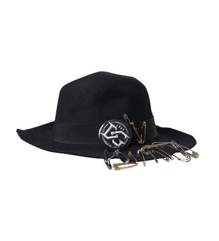 Dolce & Gabbana Black Embellished Fedora Wide Brim Hat Men