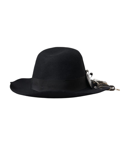 Dolce & Gabbana Black Embellished Fedora Wide Brim Hat Men