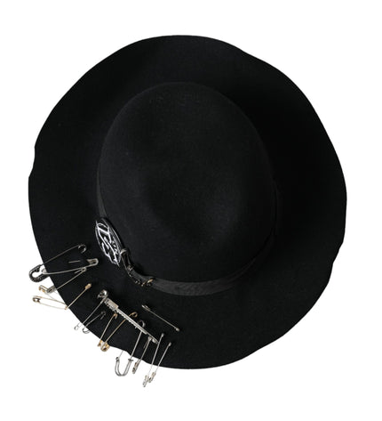 Dolce & Gabbana Black Embellished Fedora Wide Brim Hat Men