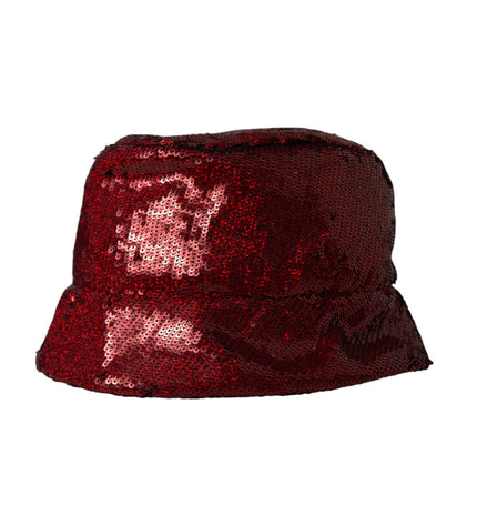 Dolce & Gabbana Red Sequined Nylon Bucket Hat Men