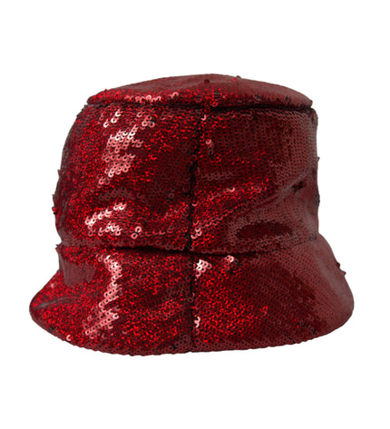 Dolce & Gabbana Red Sequined Nylon Bucket Hat Men