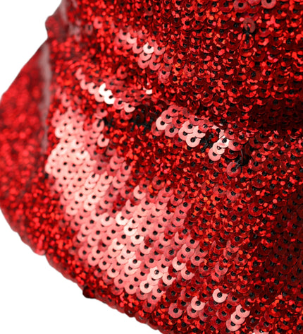 Dolce & Gabbana Red Sequined Nylon Bucket Hat Men