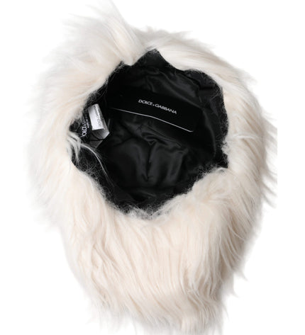 Dolce & Gabbana Off White Faux Fur Baseball Hat Men