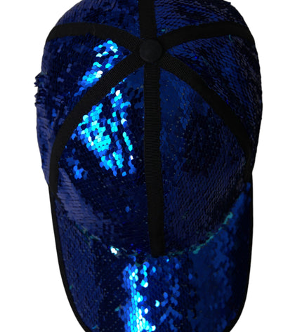 Dolce & Gabbana Royal Blue Sequin Baseball Hat Men