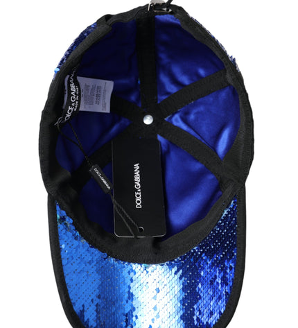 Dolce & Gabbana Royal Blue Sequin Baseball Hat Men