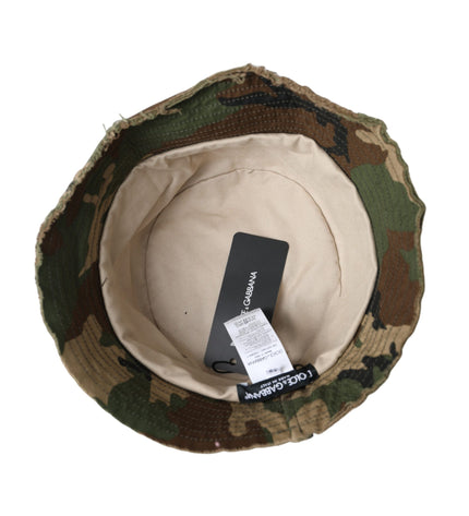 Dolce & Gabbana Green Camouflage Cotton Bucket Hat Men