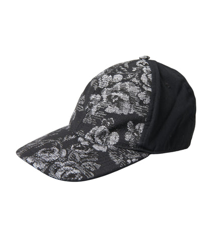 Dolce & Gabbana Black Silver Floral Print Baseball Hat Men