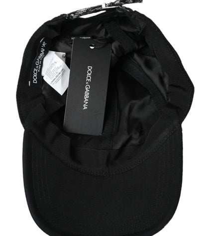 Dolce & Gabbana Black Silver Floral Print Baseball Hat Men