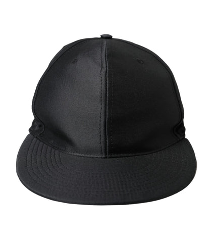 Dolce & Gabbana Black Silk Cotton Logo Baseball Hat Men