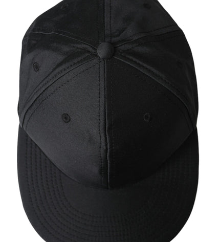 Dolce & Gabbana Black Silk Cotton Logo Baseball Hat Men