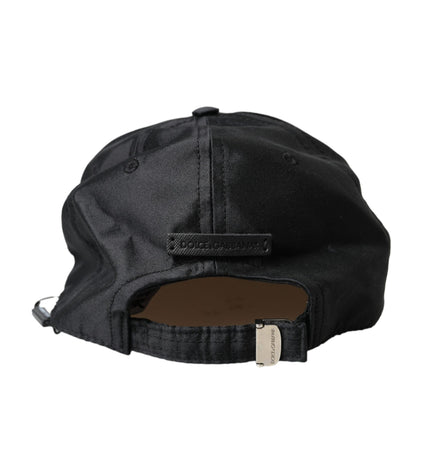 Dolce & Gabbana Black Silk Cotton Logo Baseball Hat Men