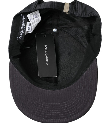 Dolce & Gabbana Black Silk Cotton Logo Baseball Hat Men