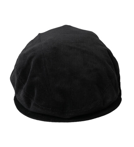 Dolce & Gabbana Black Corduroy Crown Newsboy Hat Men