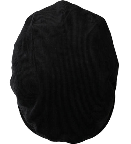 Dolce & Gabbana Black Corduroy Crown Newsboy Hat Men