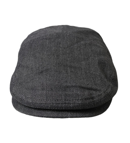 Dolce & Gabbana Gray Herringbone Crown Newsboy Hat Men