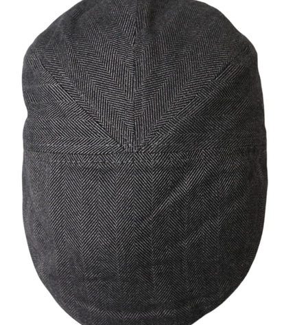 Dolce & Gabbana Gray Herringbone Crown Newsboy Hat Men