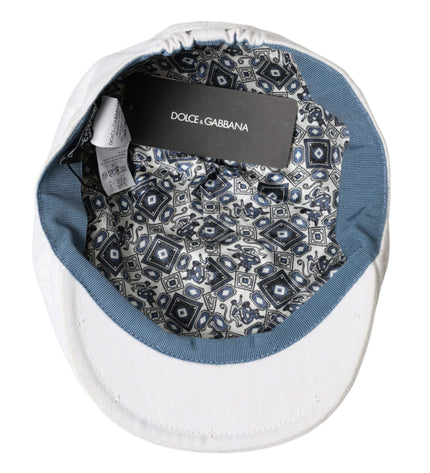 Dolce & Gabbana White Cotton Cloth Newsboy Hat Men