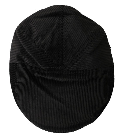 Dolce & Gabbana Black Corduroy Crown Newsboy Hat Men