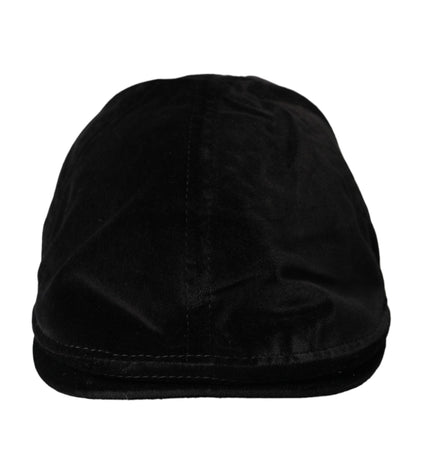 Dolce & Gabbana Black Crown Cotton Newsboy Hat Men