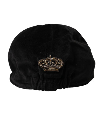 Dolce & Gabbana Black Crown Cotton Newsboy Hat Men