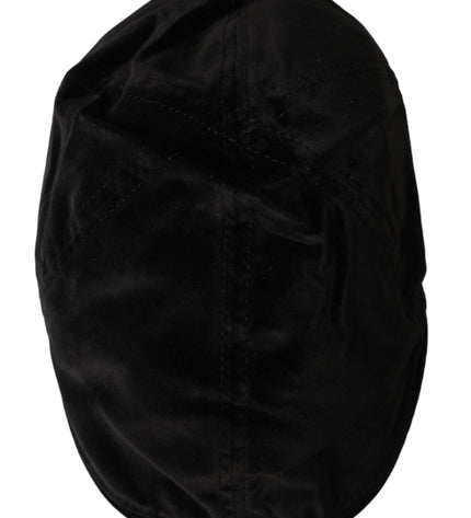 Dolce & Gabbana Black Crown Cotton Newsboy Hat Men