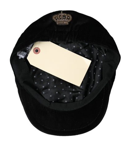 Dolce & Gabbana Black Crown Cotton Newsboy Hat Men