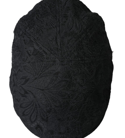 Dolce & Gabbana Black Floral Brocade Newsboy Hat Men