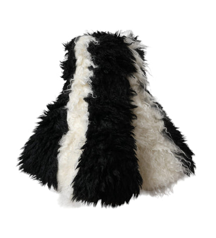 Dolce & Gabbana Black White Stripes Mohair Fur Bucket Hat