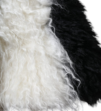 Dolce & Gabbana Black White Stripes Mohair Fur Bucket Hat