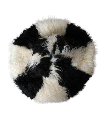 Dolce & Gabbana Black White Stripes Mohair Fur Bucket Hat