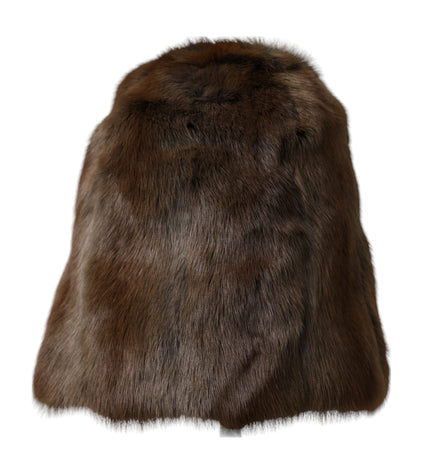 Dolce & Gabbana Brown Weasel Fur Womens Cashmere Hat Beanie