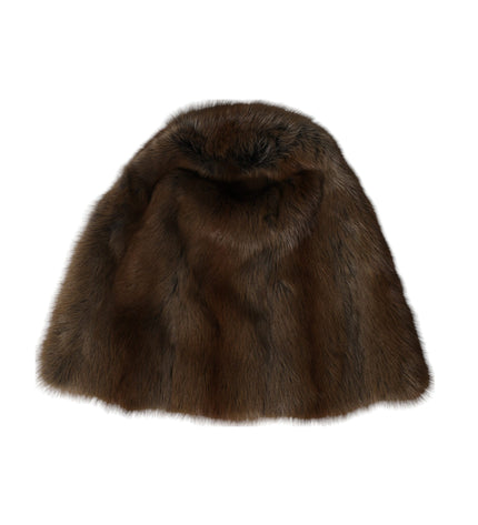 Dolce & Gabbana Brown Weasel Fur Womens Cashmere Hat Beanie