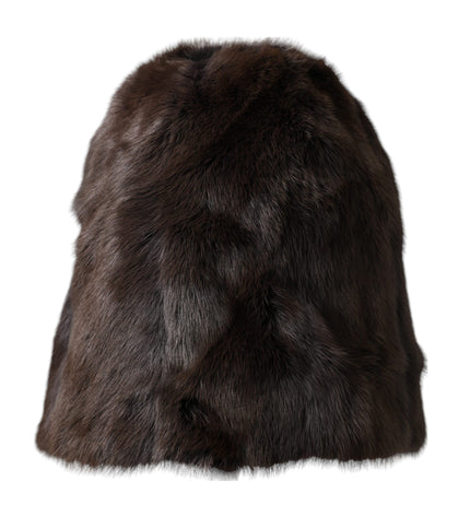 Dolce & Gabbana Brown Weasel Fur Womens Cashmere Hat Beanie