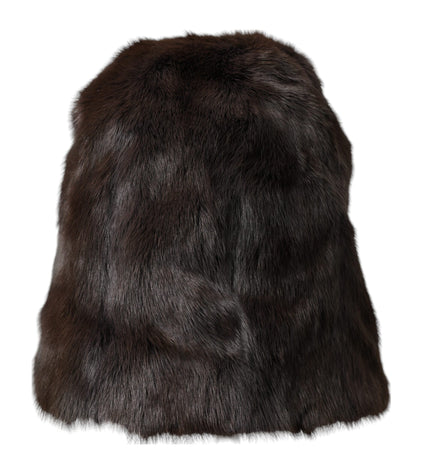 Dolce & Gabbana Brown Weasel Fur Womens Cashmere Hat Beanie