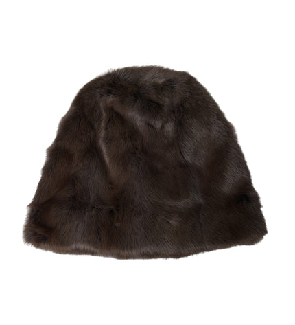 Dolce & Gabbana Brown Weasel Fur Womens Cashmere Hat Beanie