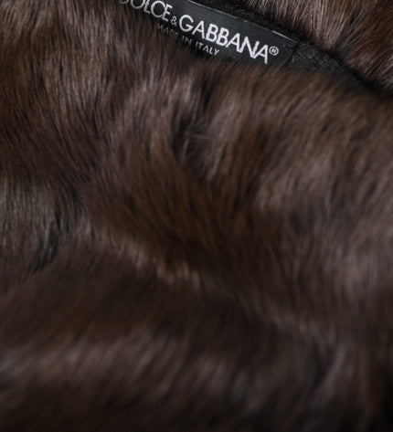 Dolce & Gabbana Brown Weasel Fur Womens Cashmere Hat Beanie