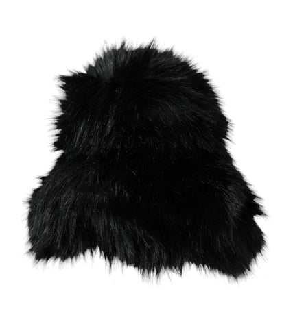 Dolce & Gabbana Black Faux Fur Womens Bucket Hat